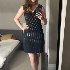 FCUK black party dress w gold sequins